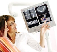 Doctor showing a patient her x-rays